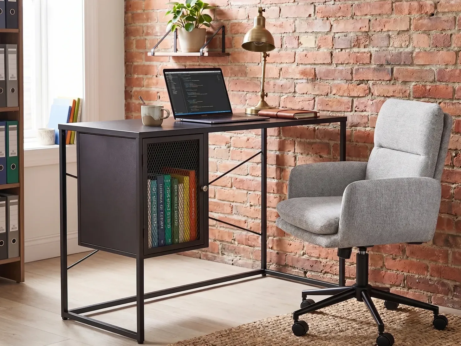 Scrivania HARJO Nero 100 cm 50 cm con contenitore
