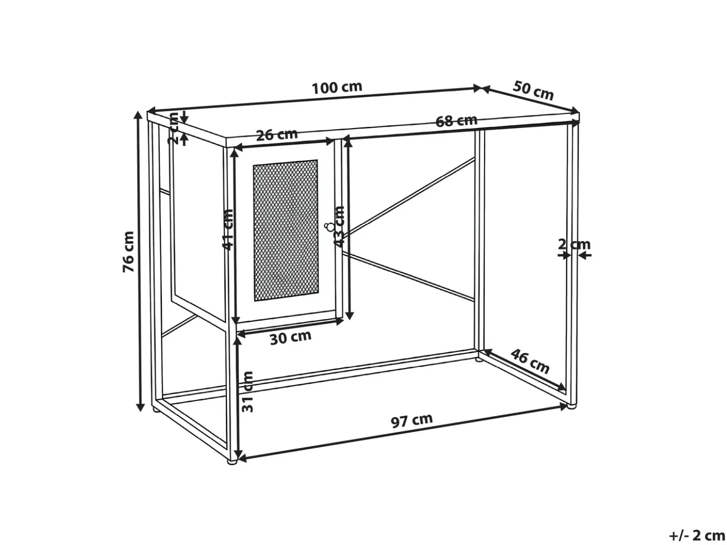 Scrivania HARJO Nero 100 cm 50 cm con contenitore
