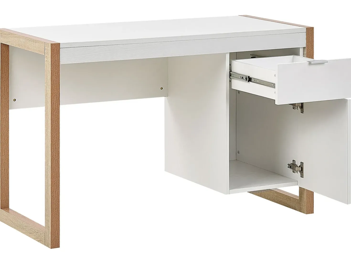 Scrivania JOHNSON Marrone/Bianco 112 cm 50 cm con contenitore