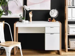 Scrivania JOHNSON Marrone/Bianco 112 cm 50 cm con contenitore