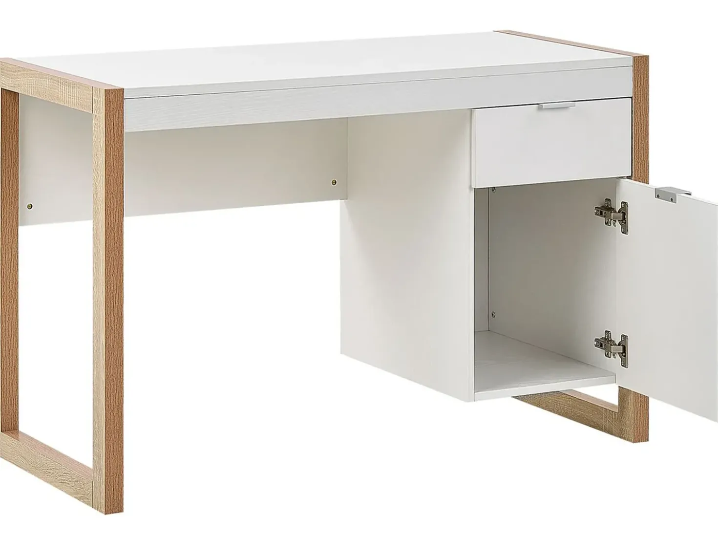 Scrivania JOHNSON Marrone/Bianco 112 cm 50 cm con contenitore