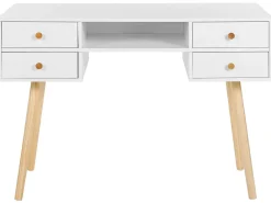 Scrivania LEVIN Bianco 110 cm 55 cm con Cassetti