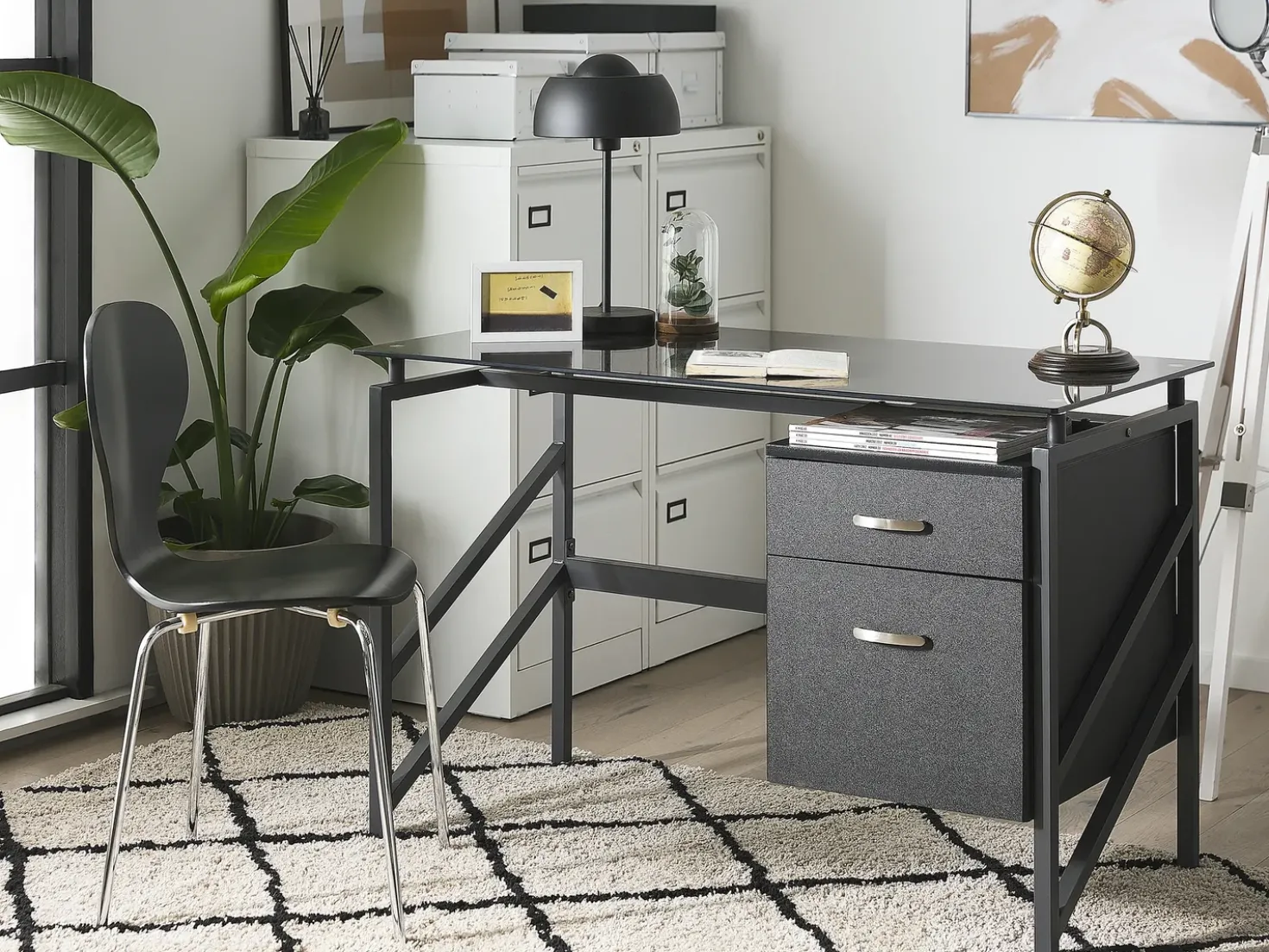 Scrivania MORITON Nero 117 cm 57 cm con contenitore