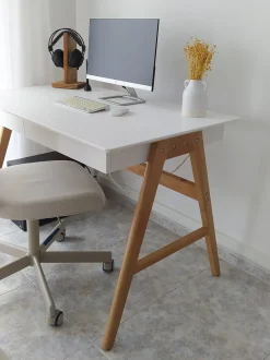 Scrivania SHESLAY Bianco 120 cm 70 cm con Cassetti
