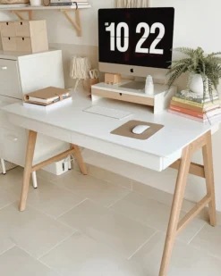 Scrivania SHESLAY Bianco 120 cm 70 cm con Cassetti