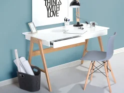 Scrivania SHESLAY Bianco 120 cm 70 cm con Cassetti
