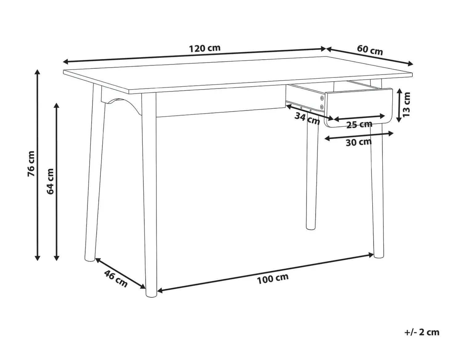 Scrivania VITRION Marrone chiaro/Bianco 120 cm 60 cm