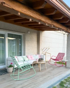 Sedia a dondolo da giardino TURI Metallo Rosa