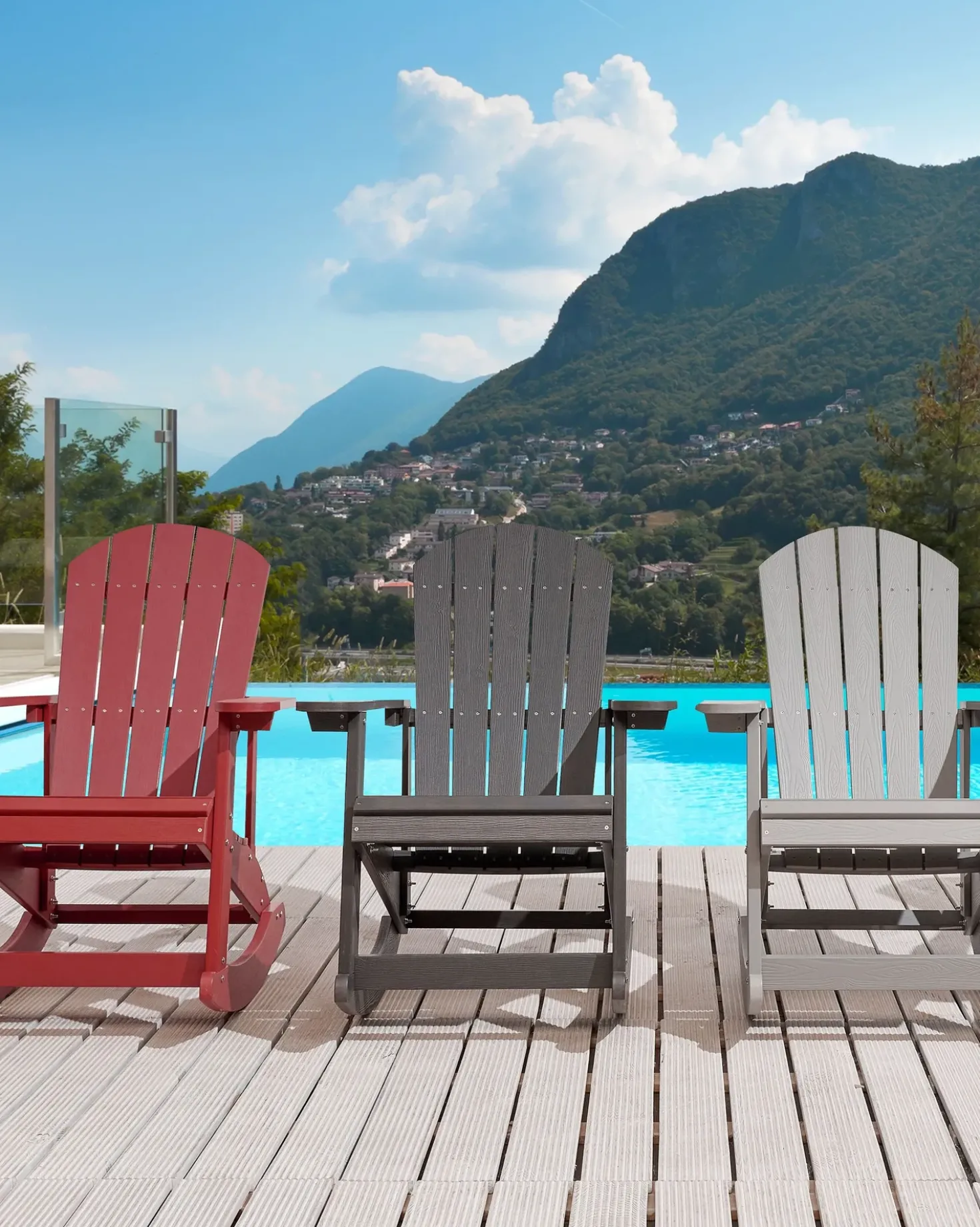 Sedia a dondolo da giardino ADIRONDACK Grigio scuro