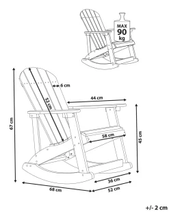 Sedia a dondolo da giardino per bambini ADIRONDACK Rosa pastello