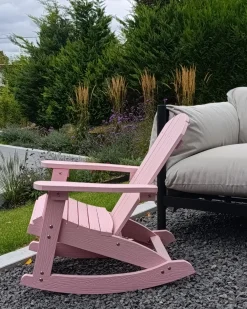 Sedia a dondolo da giardino per bambini ADIRONDACK Rosa pastello