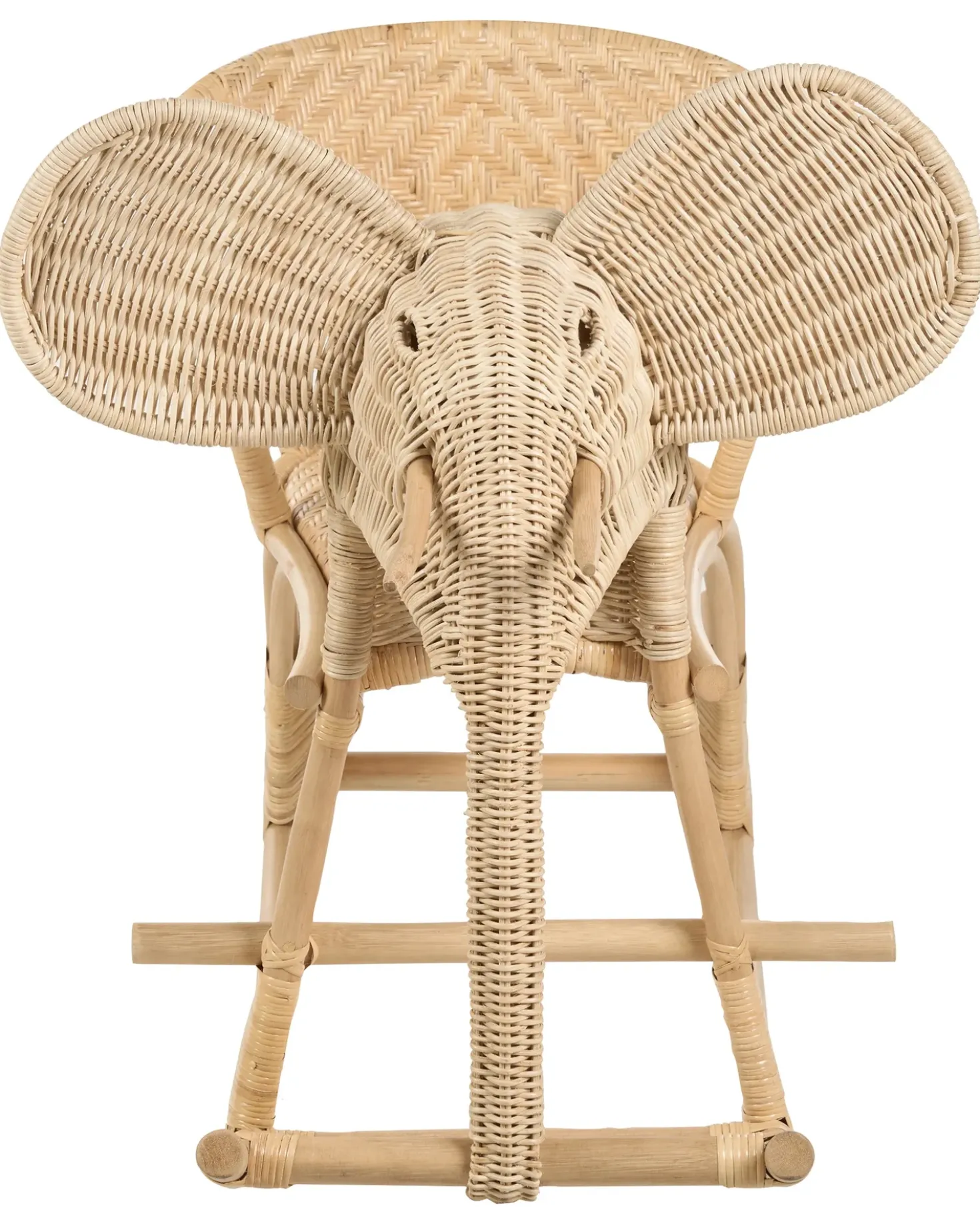 Sedia a dondolo per bambini Elefante AMPOLLINO Rattan Naturale