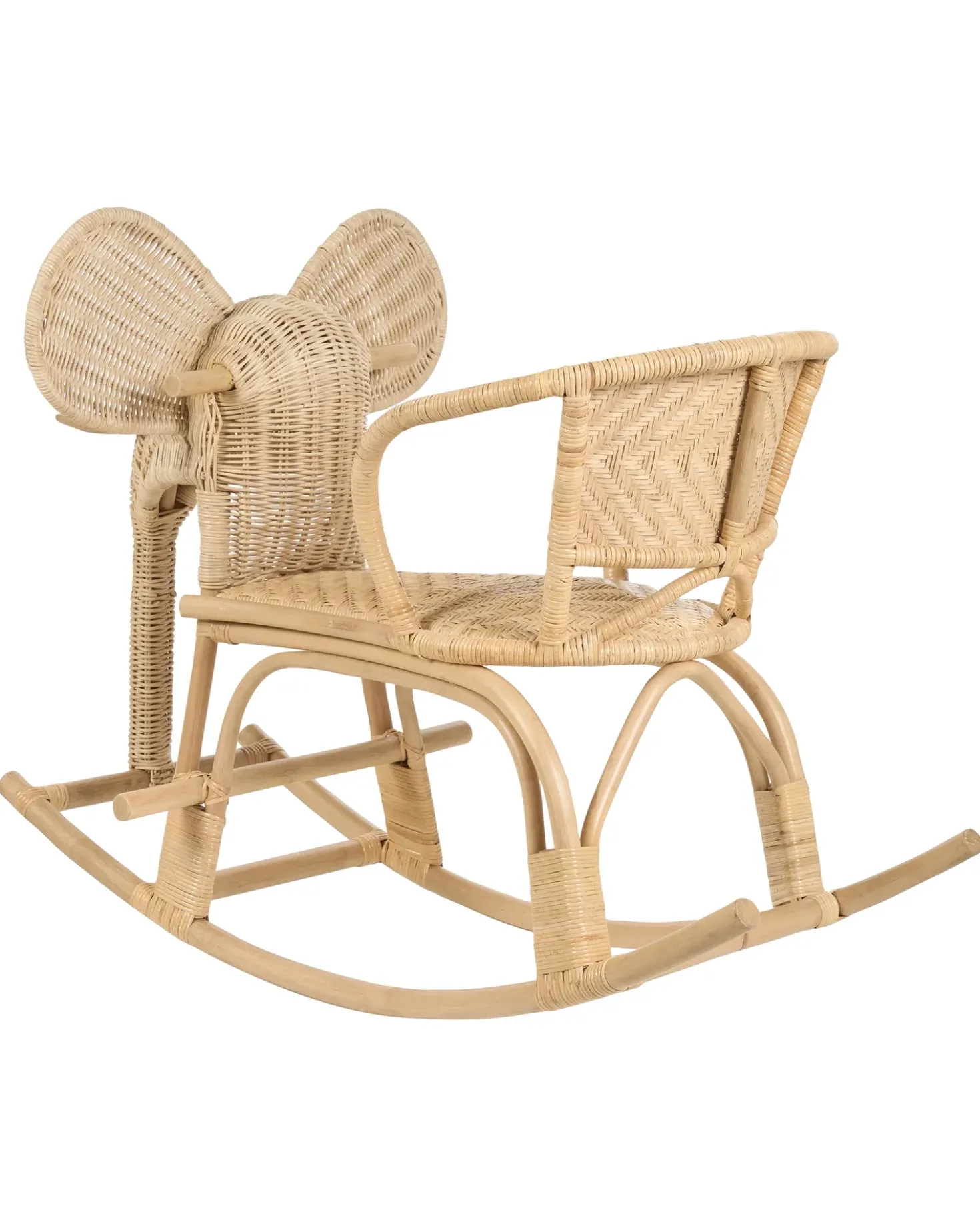 Sedia a dondolo per bambini Elefante AMPOLLINO Rattan Naturale