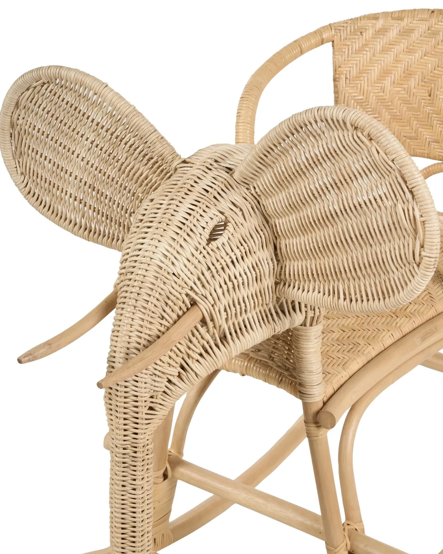 Sedia a dondolo per bambini Elefante AMPOLLINO Rattan Naturale