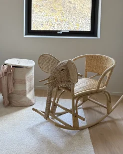 Sedia a dondolo per bambini Elefante AMPOLLINO Rattan Naturale
