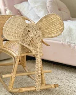 Sedia a dondolo per bambini Elefante AMPOLLINO Rattan Naturale