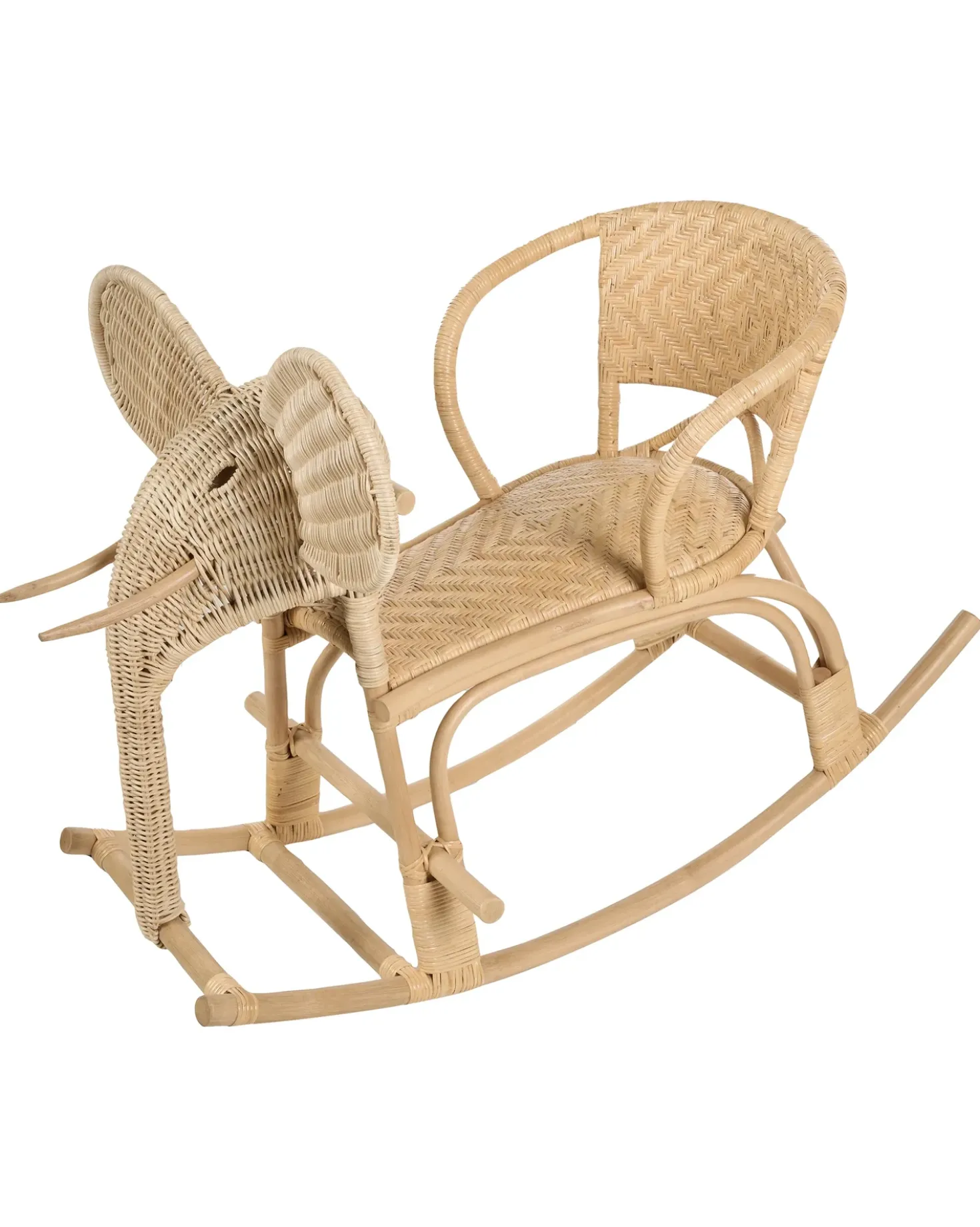 Sedia a dondolo per bambini Elefante AMPOLLINO Rattan Naturale