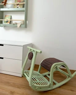 Sedia a dondolo per bambini ASPRIA Rattan Verde chiaro