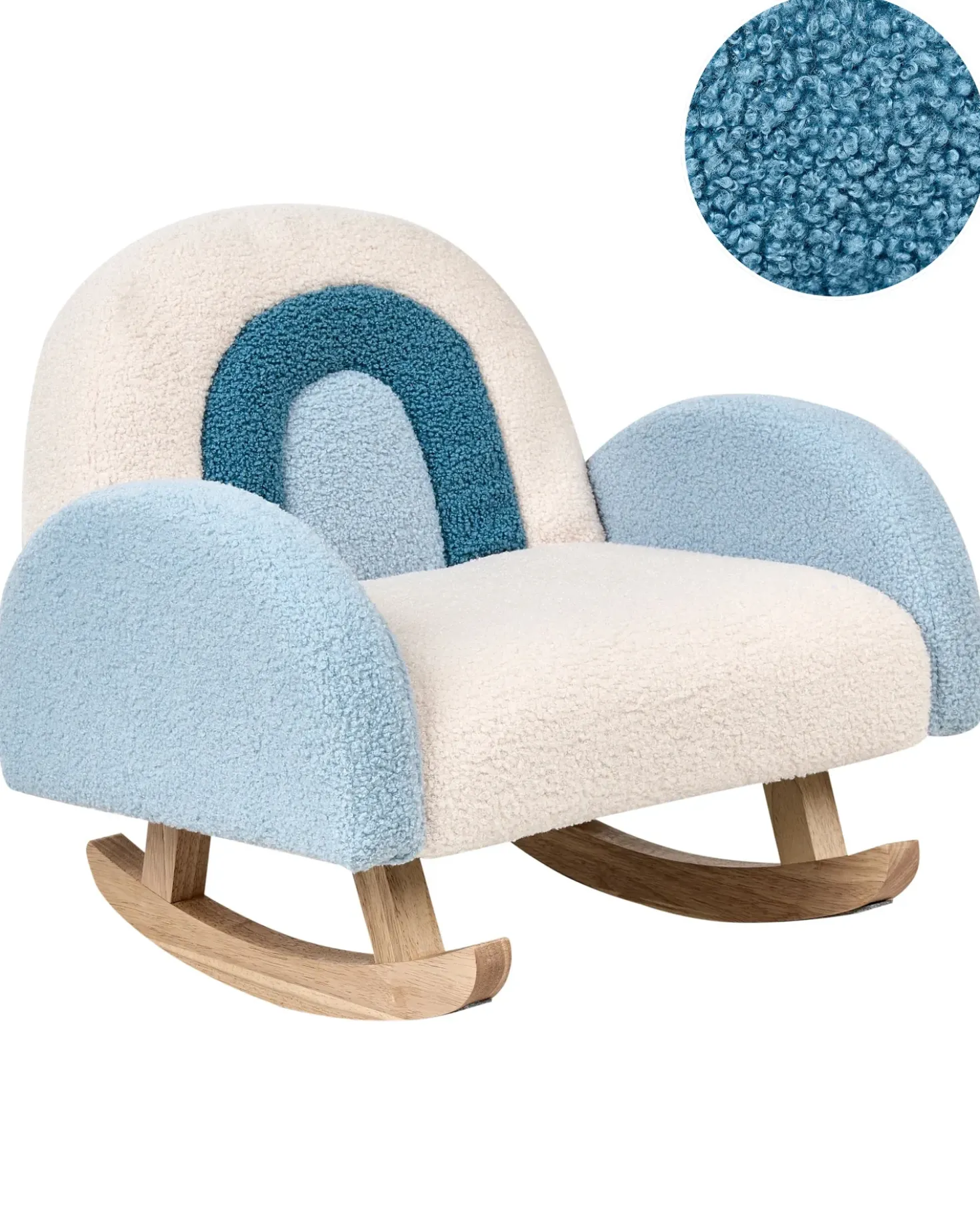 Sedia a dondolo per bambini Arcobaleno OMBO Bouclé Azzurro