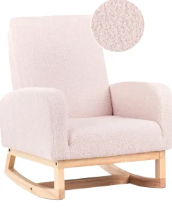 Sedia a dondolo per bambini NORBY Bouclé Rosa pastello