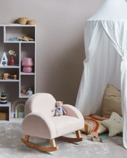 Sedia a dondolo per bambini HUG Bouclé Rosa pastello