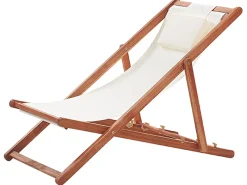 Sedia a sdraio pieghevole AVELLINO Legno d'acacia Bianco sporco