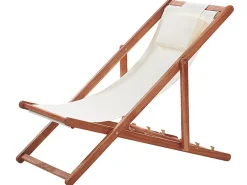 Sedia a sdraio pieghevole AVELLINO Legno d'acacia Bianco sporco