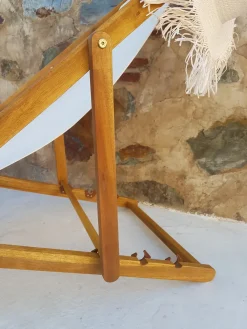 Sedia a sdraio pieghevole AVELLINO Legno d'acacia Bianco sporco
