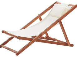 Sedia a sdraio pieghevole AVELLINO Legno d'acacia Bianco sporco