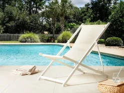 Sedia a sdraio pieghevole LOCRI II Metallo Beige chiaro