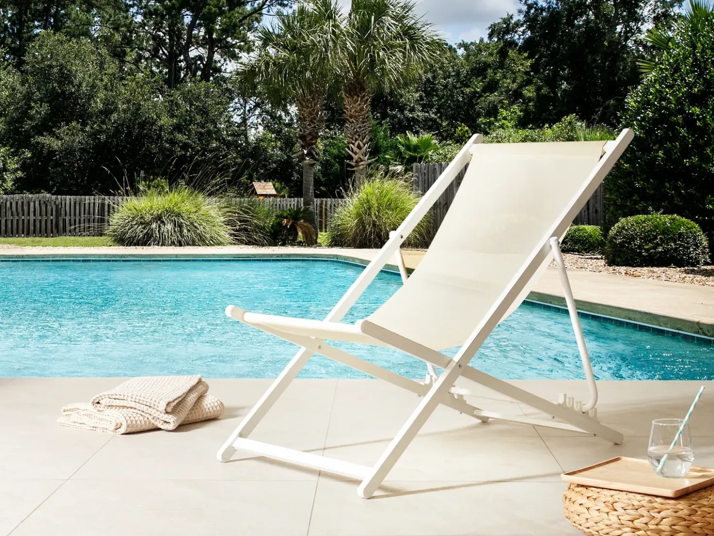 Sedia a sdraio pieghevole LOCRI II Metallo Beige chiaro