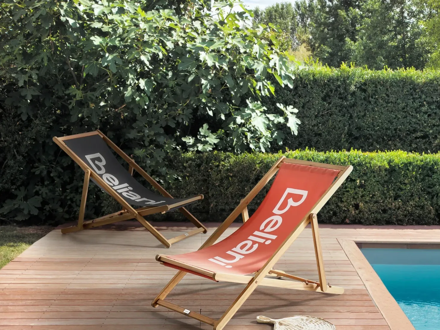 Sedia a sdraio pieghevole ANZIO Legno d'acacia Rosso