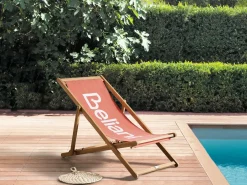 Sedia a sdraio pieghevole ANZIO Legno d'acacia Rosso