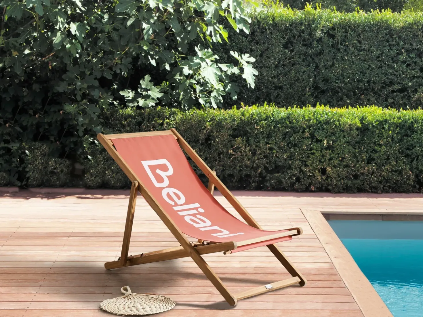 Sedia a sdraio pieghevole ANZIO Legno d'acacia Rosso