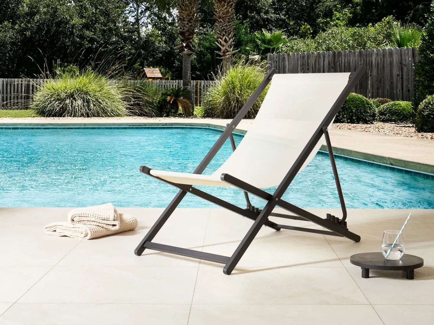 Sedia a sdraio pieghevole LOCRI II Metallo Beige chiaro