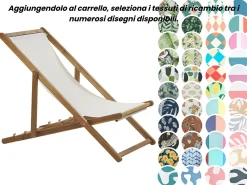 Sedia a sdraio pieghevole ANZIO con Tessuti di Ricambio Legno d'acacia Marrone chiaro
