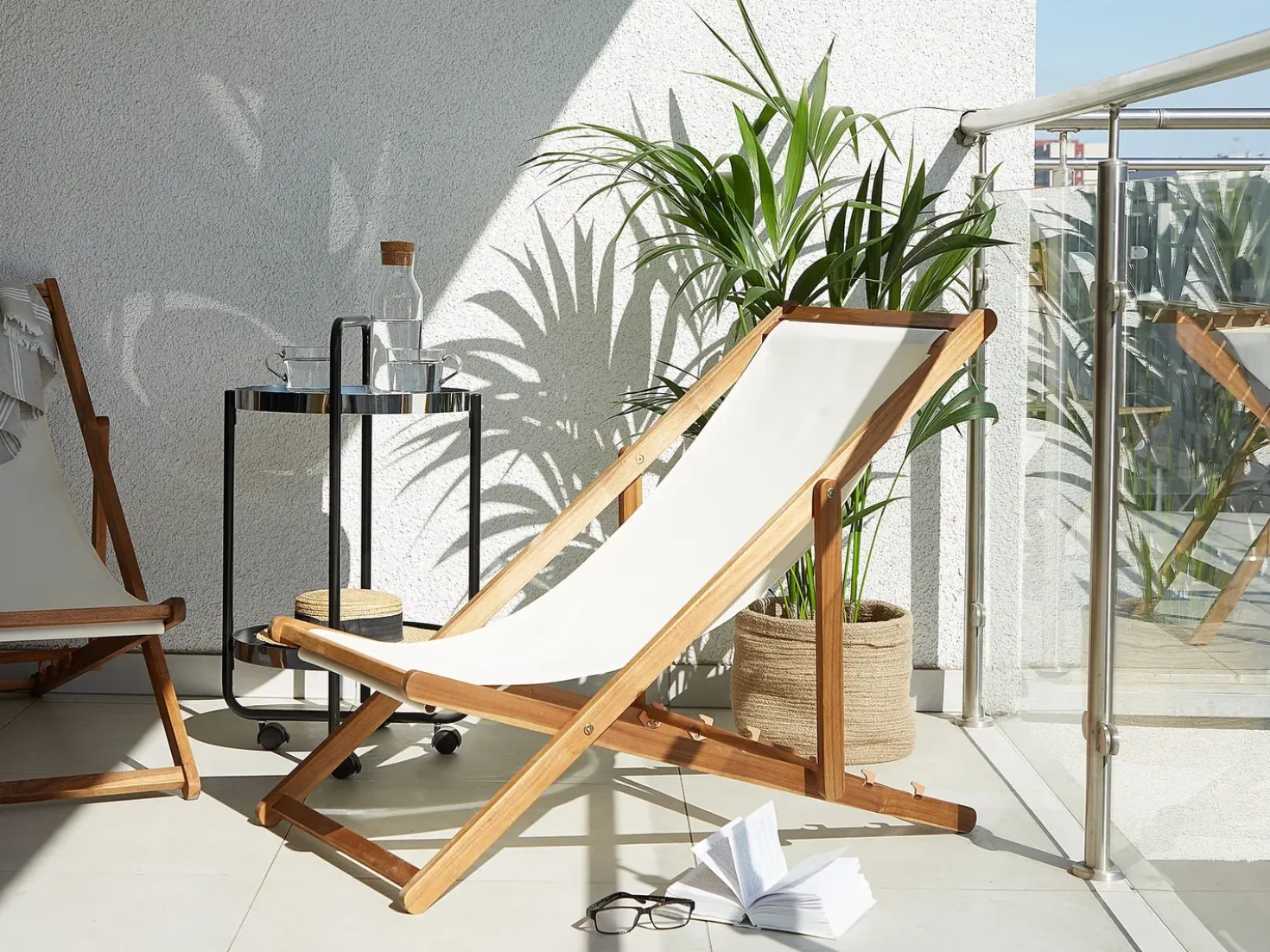 Sedia a sdraio pieghevole ANZIO Legno d'acacia Marrone chiaro