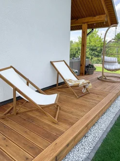 Sedia a sdraio pieghevole ANZIO Legno d'acacia Marrone chiaro