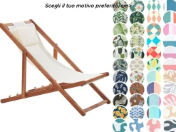 Sedia a sdraio pieghevole AVELLINO con Tessuti di Ricambio Legno d'acacia Marrone scuro