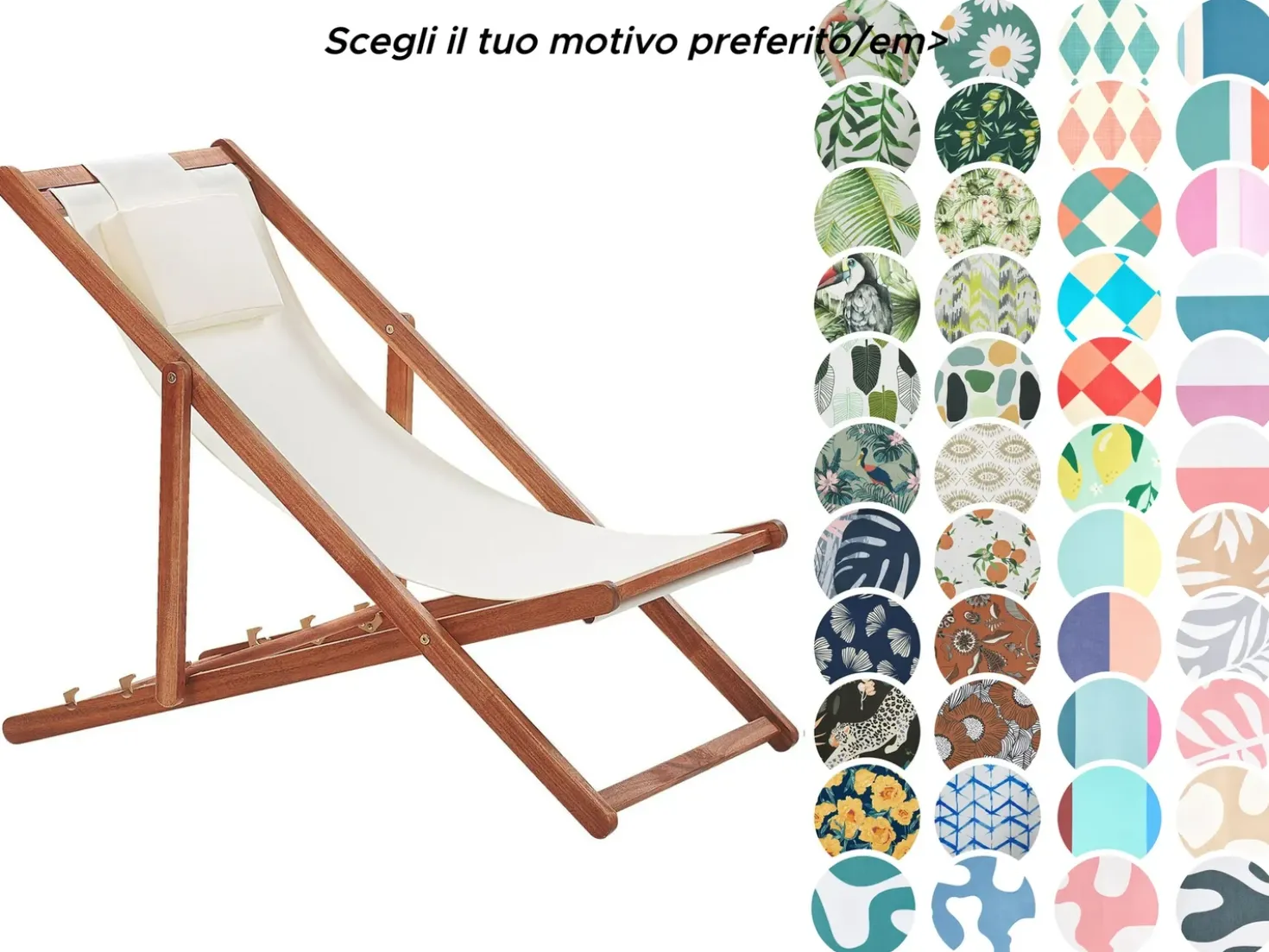 Sedia a sdraio pieghevole AVELLINO con Tessuti di Ricambio Legno d'acacia Marrone scuro