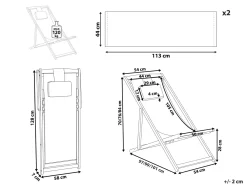 Sedia a sdraio pieghevole AVELLINO con Tessuti di Ricambio Legno d'acacia Marrone scuro