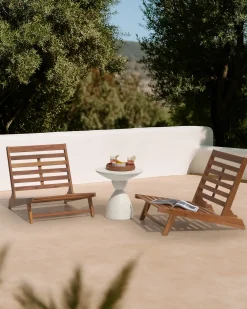 Sedia con cuscino MICCIANO Legno d'acacia Bianco sporco
