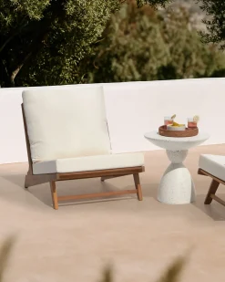 Sedia con cuscino MICCIANO Legno d'acacia Bianco sporco