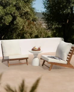 Sedia con cuscino MICCIANO Legno d'acacia Bianco sporco