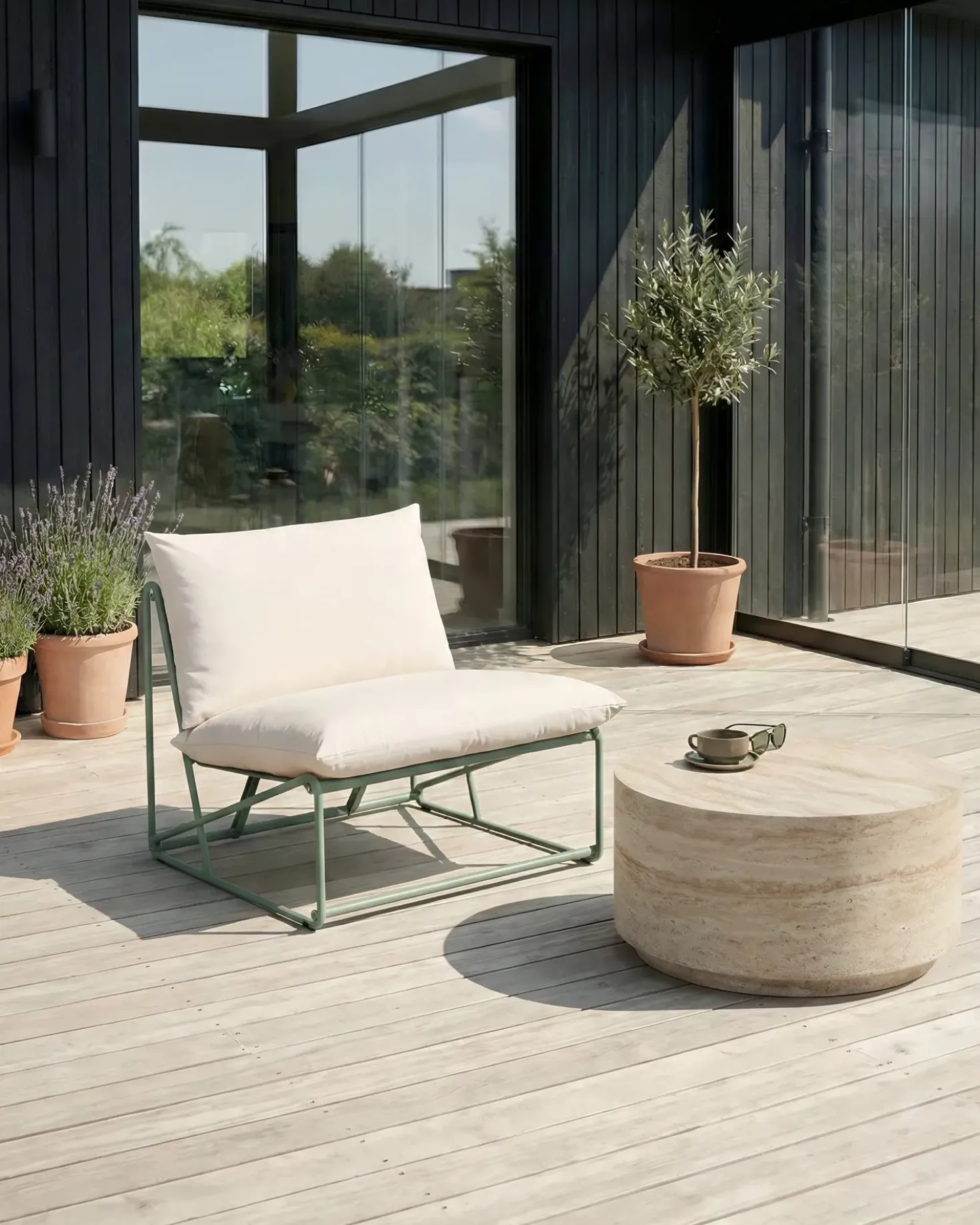 Sedia con cuscino PICO Metallo Verde