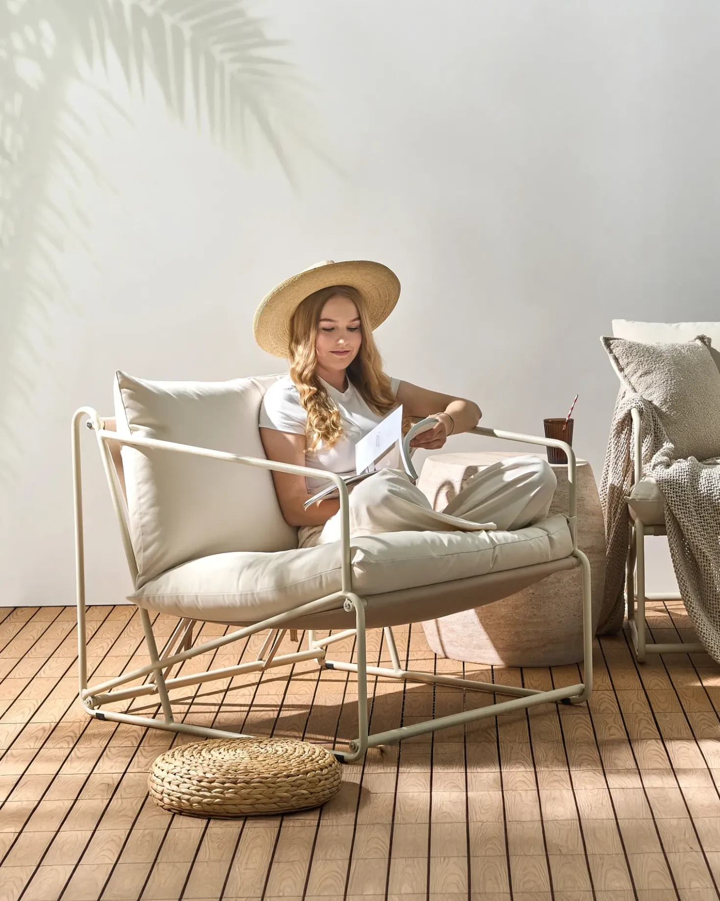 Sedia con cuscino PONTE Metallo Beige chiaro
