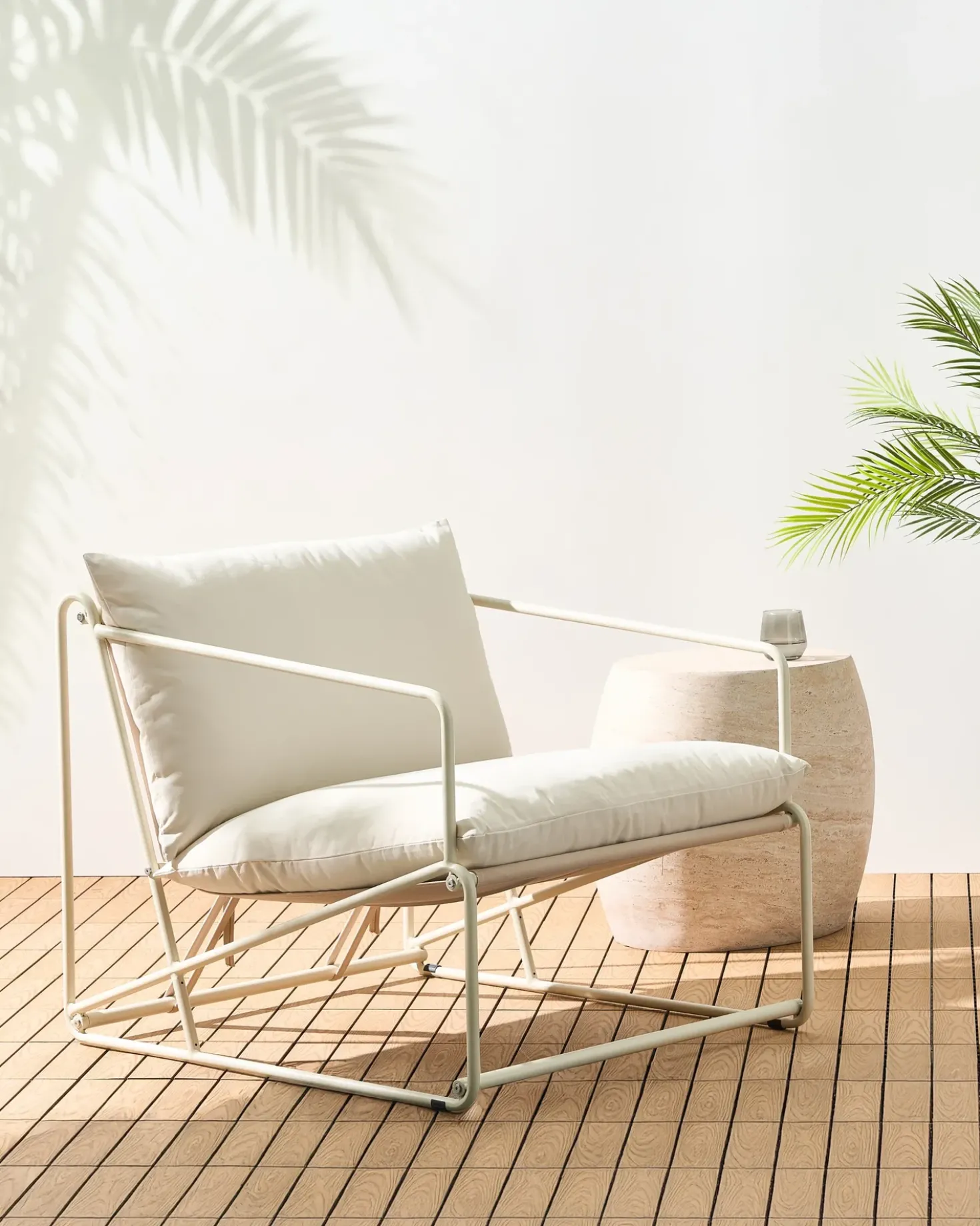Sedia con cuscino PONTE Metallo Beige chiaro