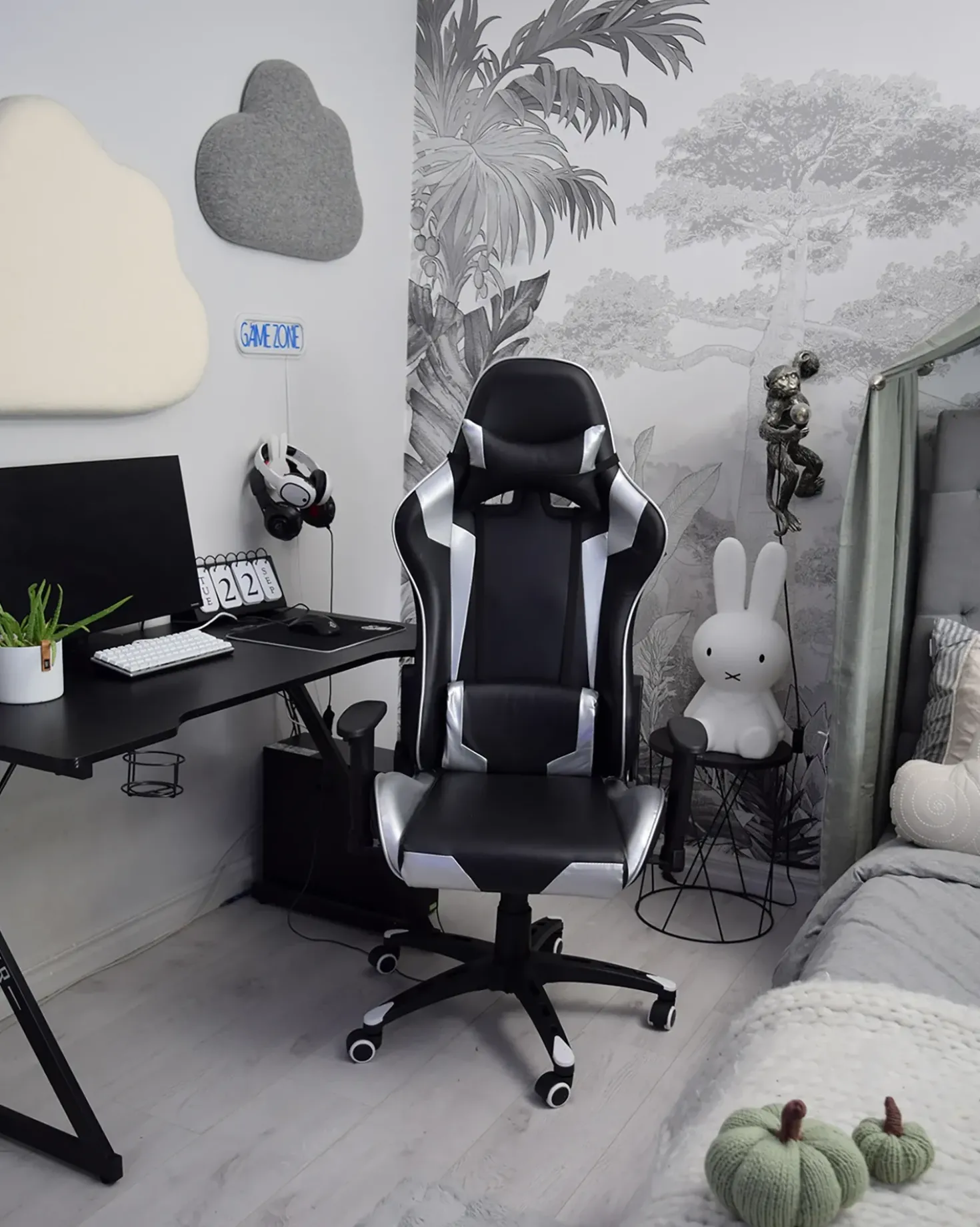 Sedia da gaming KNIGHT Pelle sintetica Argento