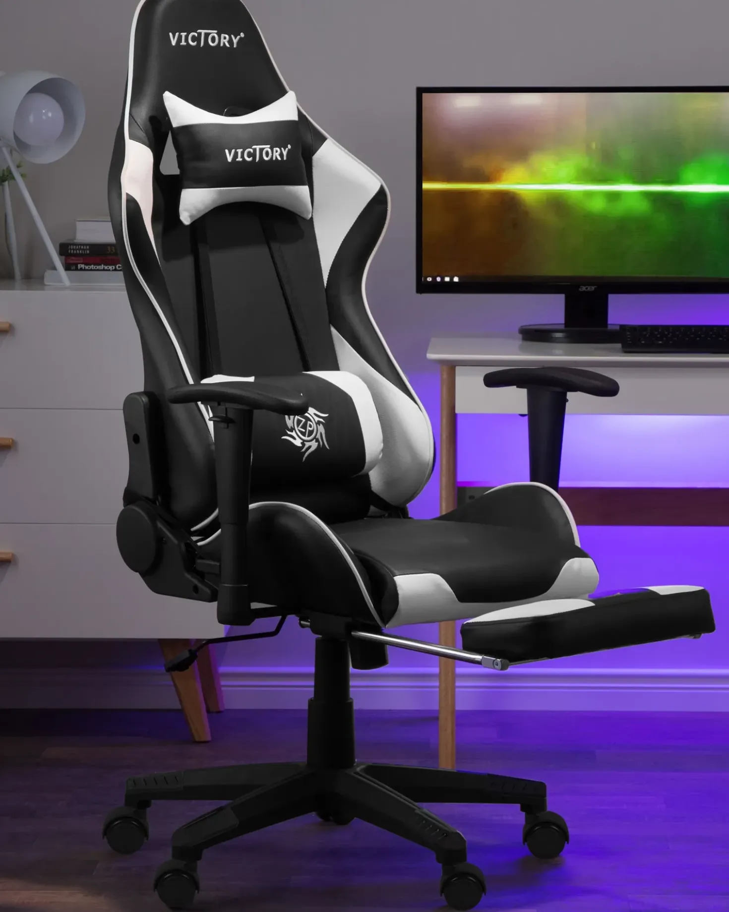 Sedia da gaming VICTORY Pelle sintetica Bianco