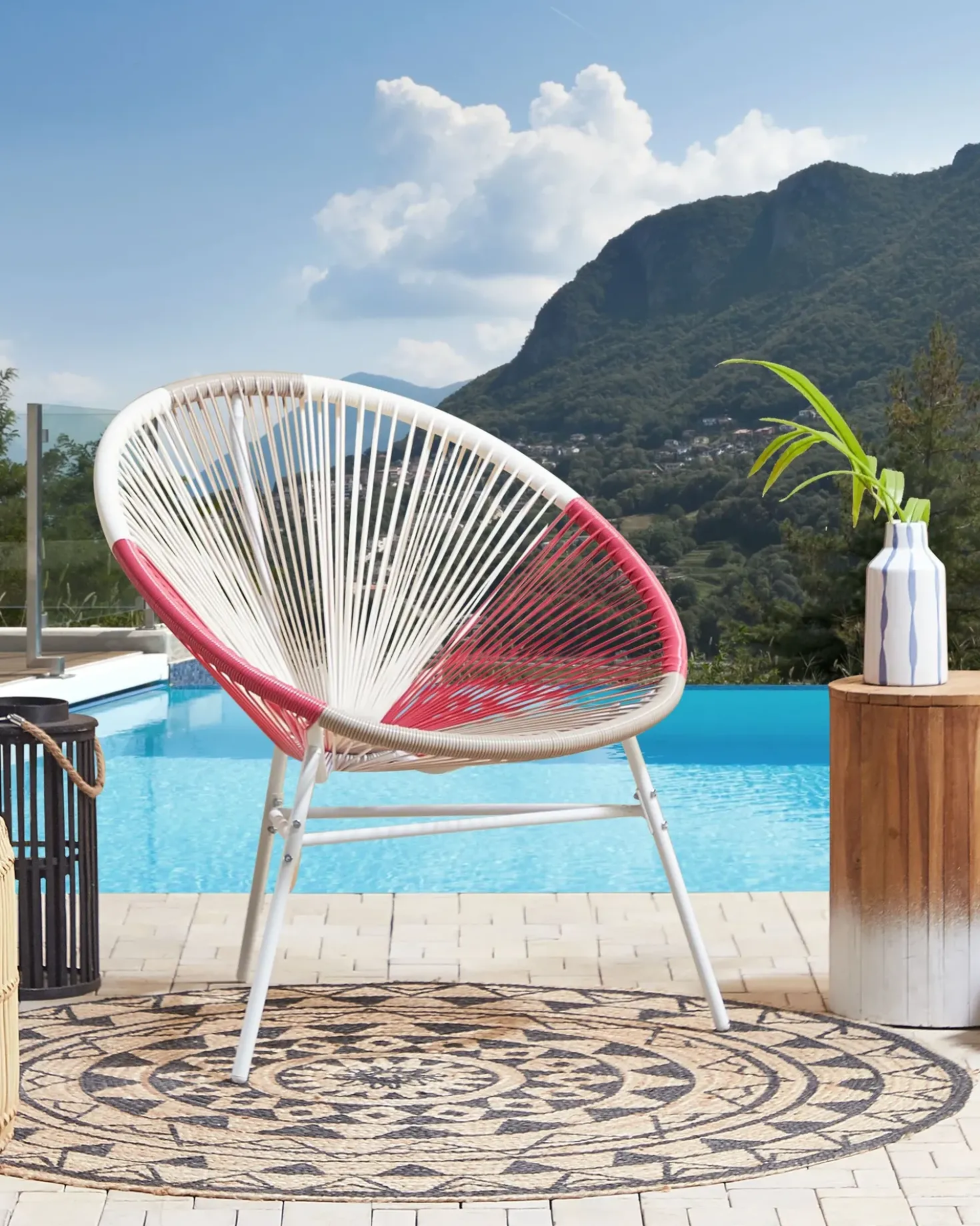 Sedia da giardino ACAPULCO Rattan sintetico (PE) Fucsia
